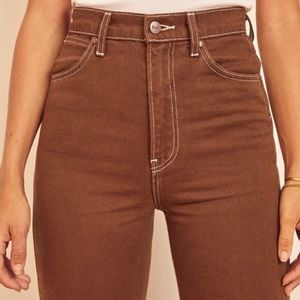 Reformation Cowboy High Rise Straight Jean in Chocolate